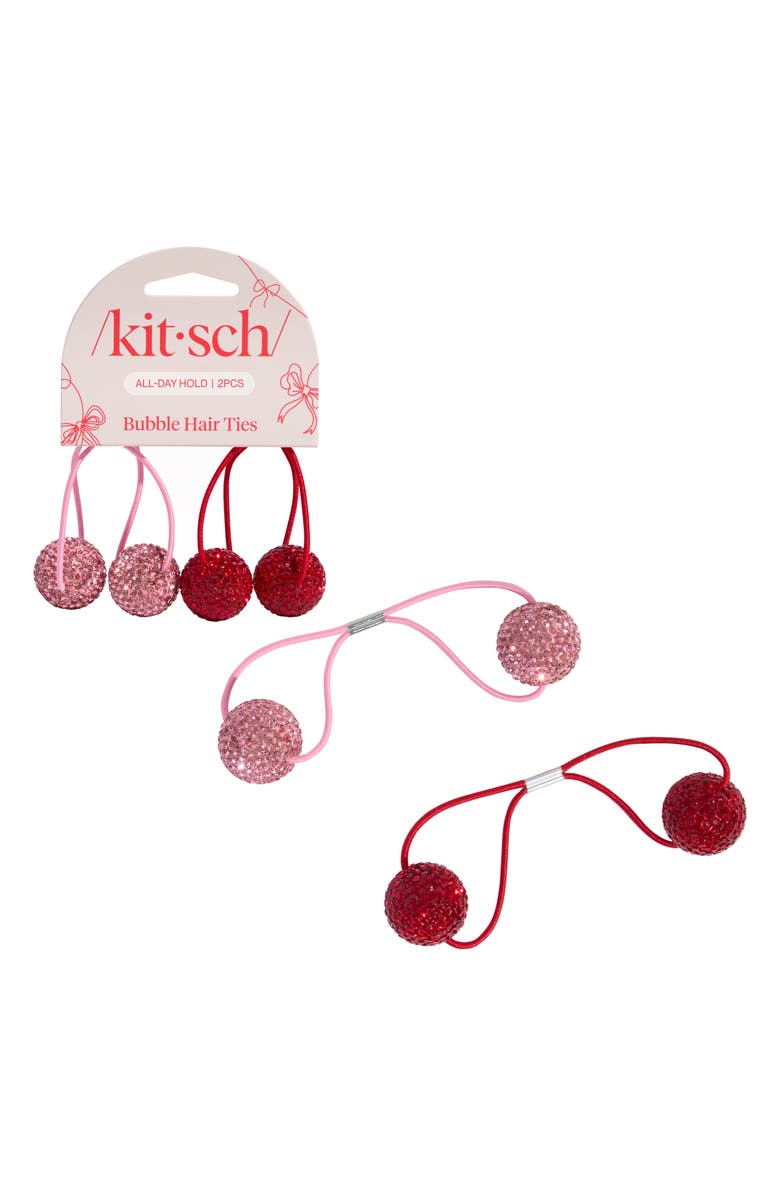 Kitsch 2-Pack Bubble Hair Ties, Alternate, color, Red/ Pink