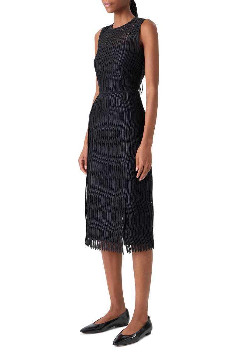 Wave Lace Sheath Dress, Alternate, color, BLACK