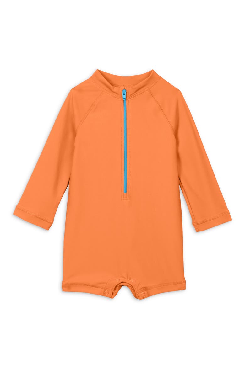 Long Sleeve One-Piece Rashguard Swimsuit, Main, color, CANTALOUPE