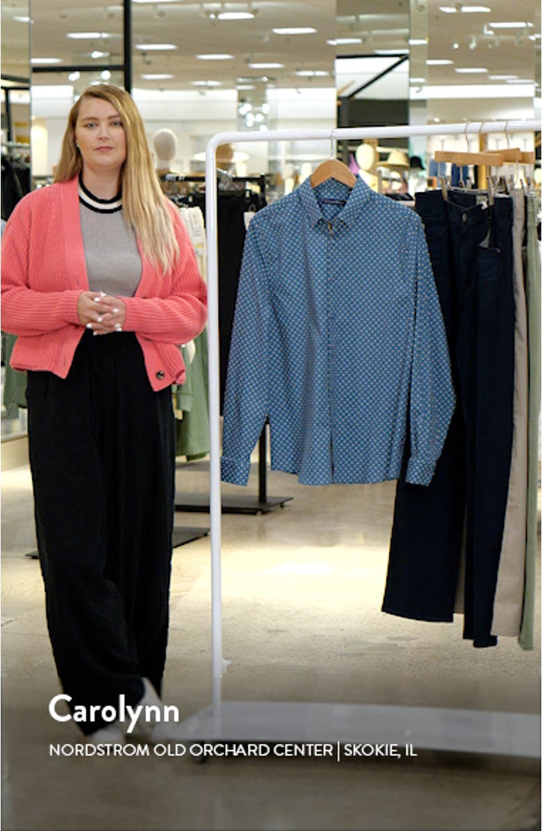 Painted Dot Print Stretch Cotton Button-Up Shirt, sales video thumbnail