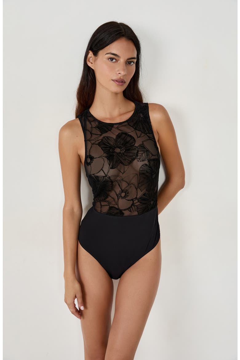 Badinage Bodysuit, Alternate, color, BLACK