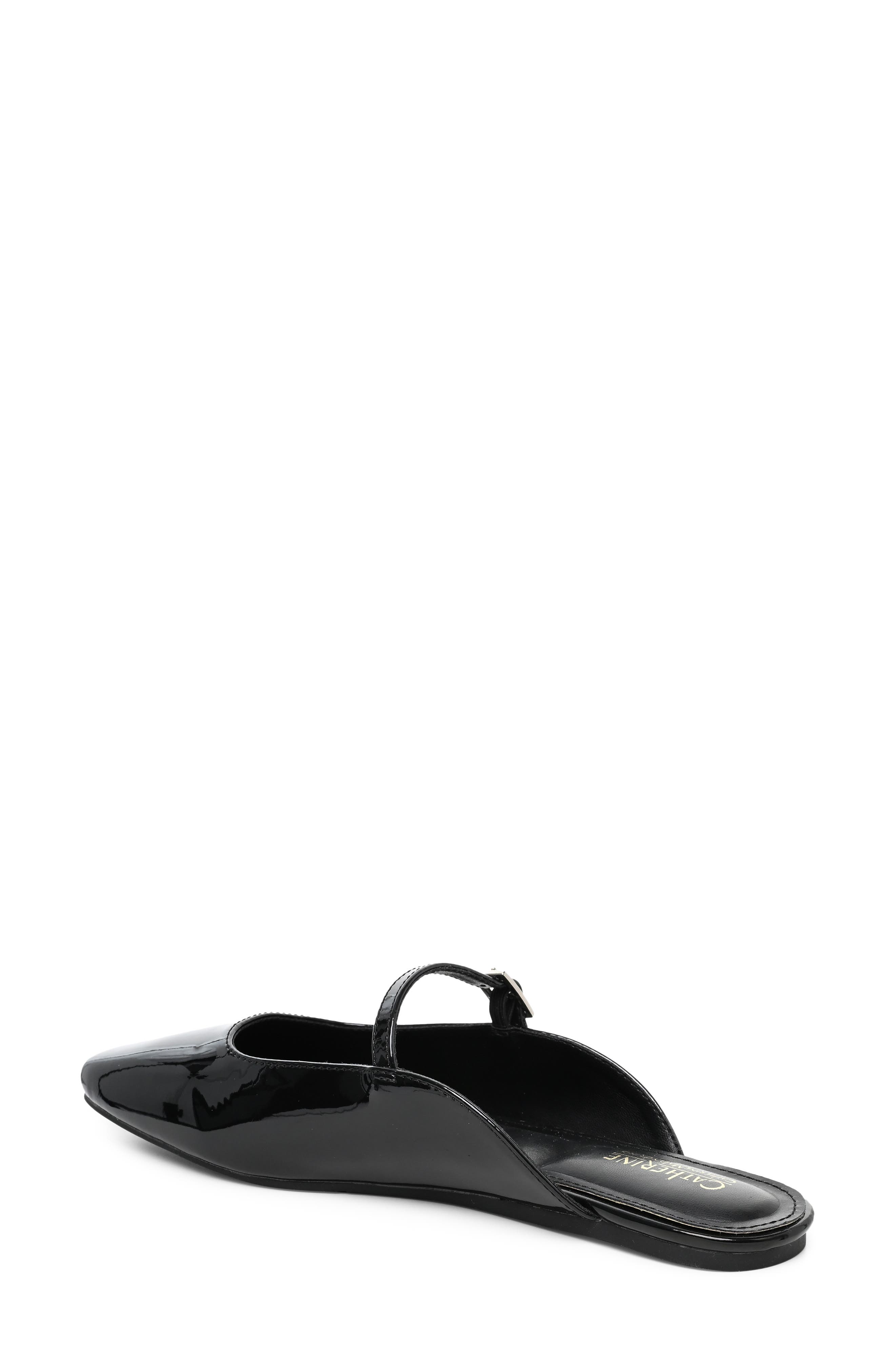 Glossy Buckle Mule, Alternate, color, BLACK PATENT