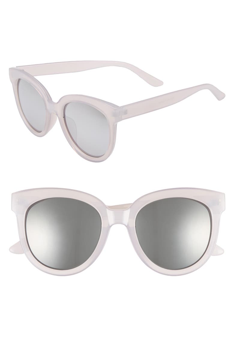 53mm Frosted Cat Eye Sunglasses, Main, color, MILKY GRAY/ SILVER