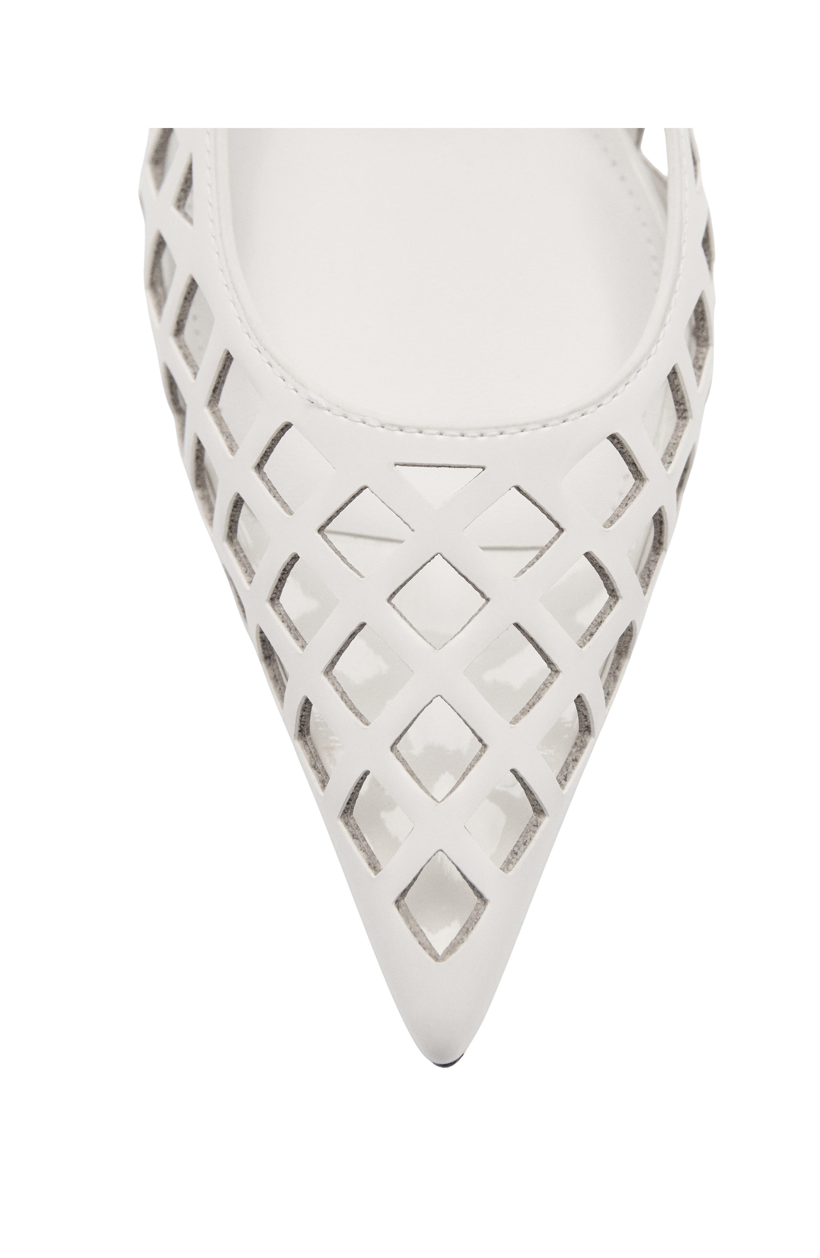 MANGO Laser Cut Pointed Toe Slingback Pump, Alternate, color, White