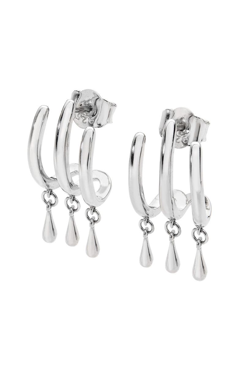 Lucy Quartermaine Waterfall Three Hoop Studs With Drips, Main, color, Sterling Silver