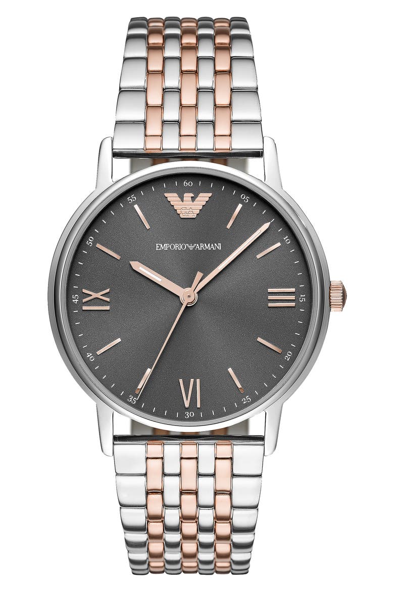 Three-Hand Two-Tone Bracelet Watch, 41mm, Main, color, SILVER