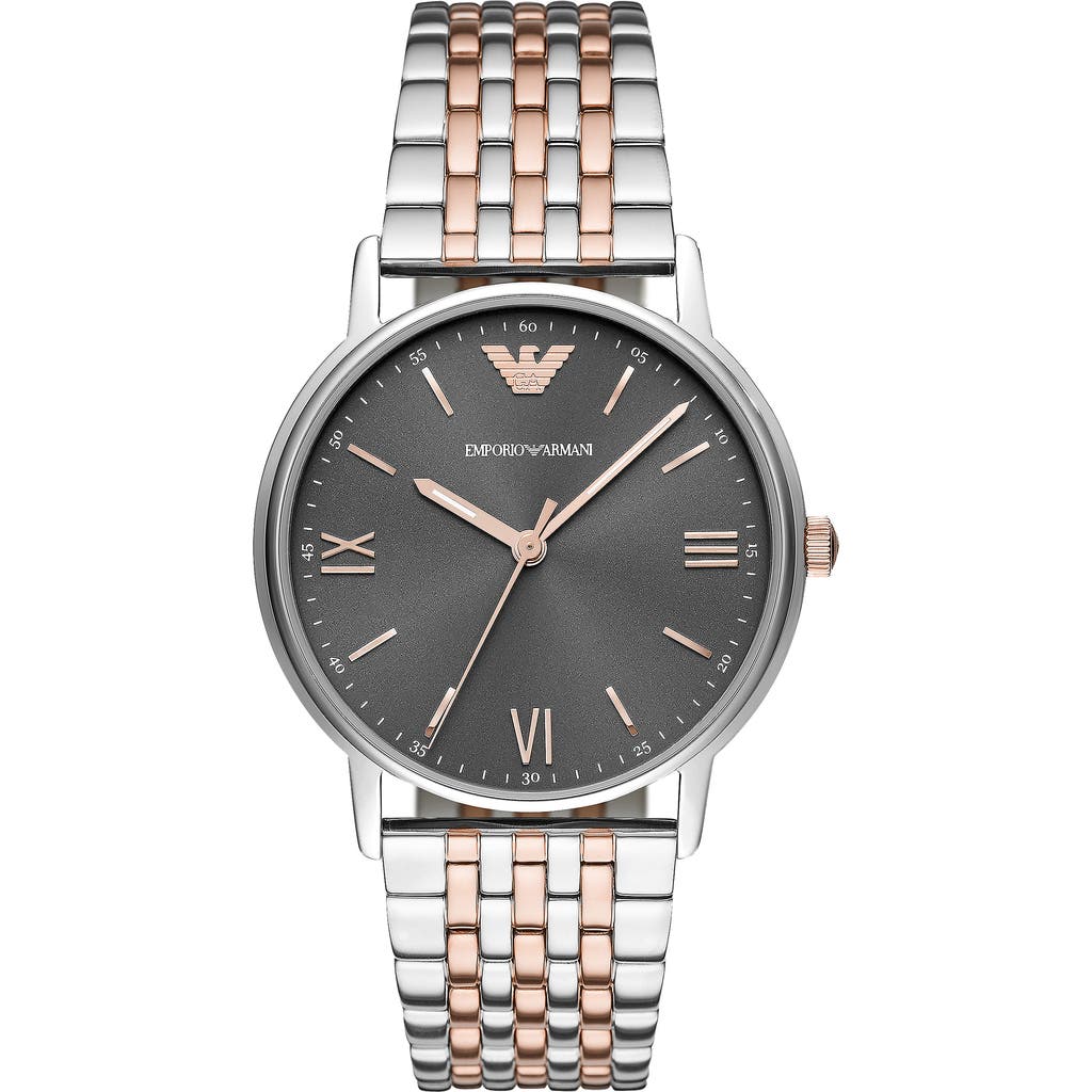 Emporio Armani Three-hand Two-tone Bracelet Watch, 41mm In Silver