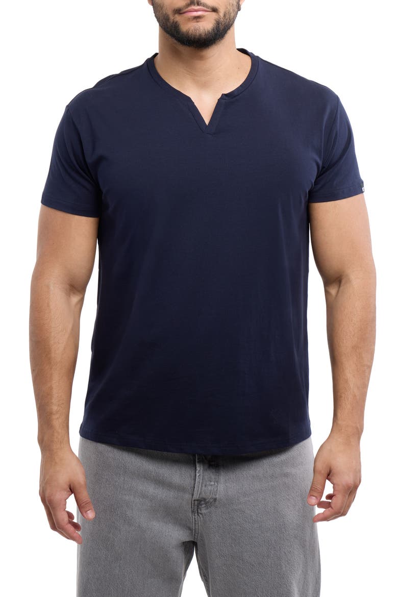 Split Neck T-Shirt, Main, color, NAVY