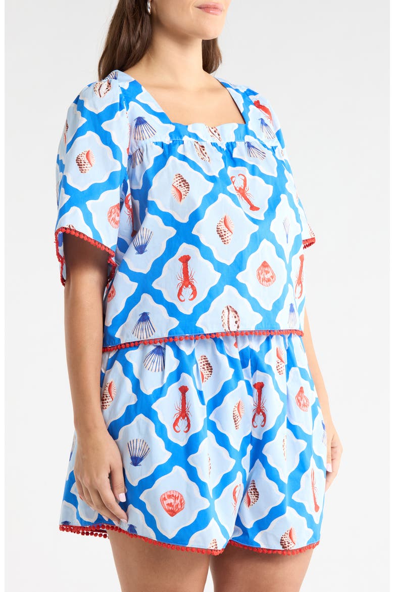 Lobster Bay Bell Sleeve Top, Alternate, color, WHITE BLUE-MULTI