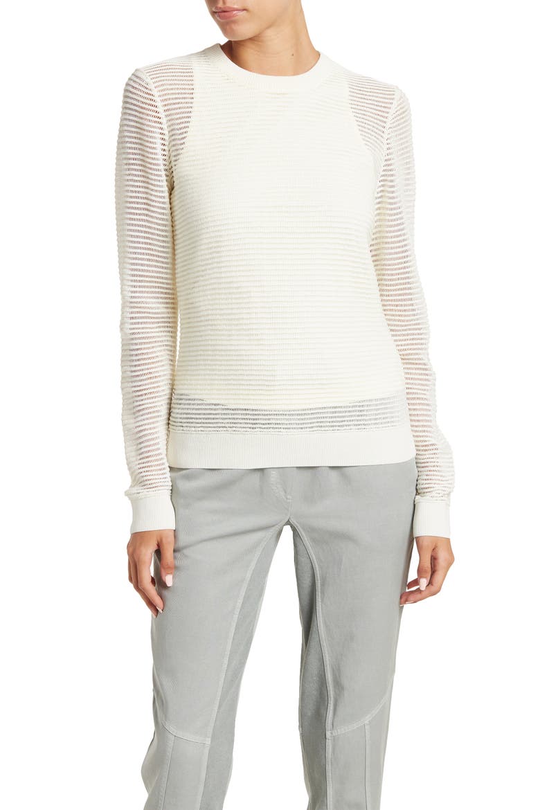 Alba Long Sleeve Crewneck Sweater, Main, color, WHITE