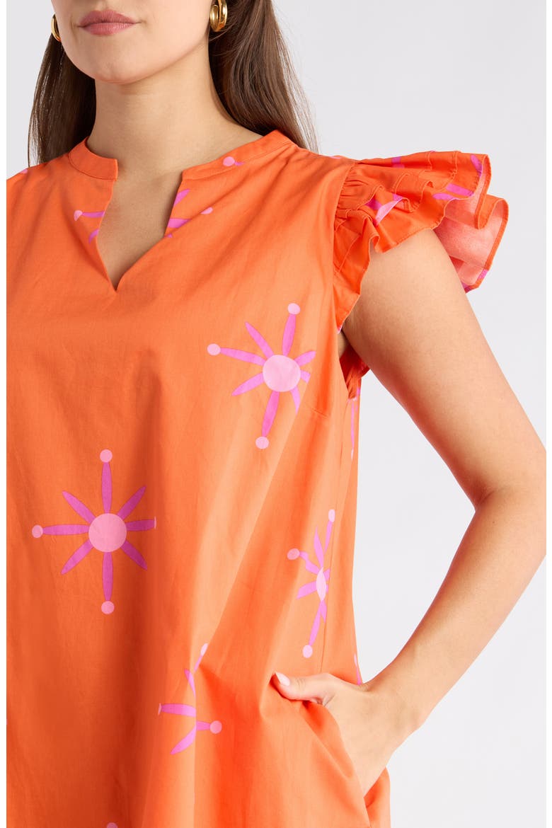 Karani Starburst Evalyn Ruffle Mini Dress, Alternate, color, ORANGE-FUCHSIA