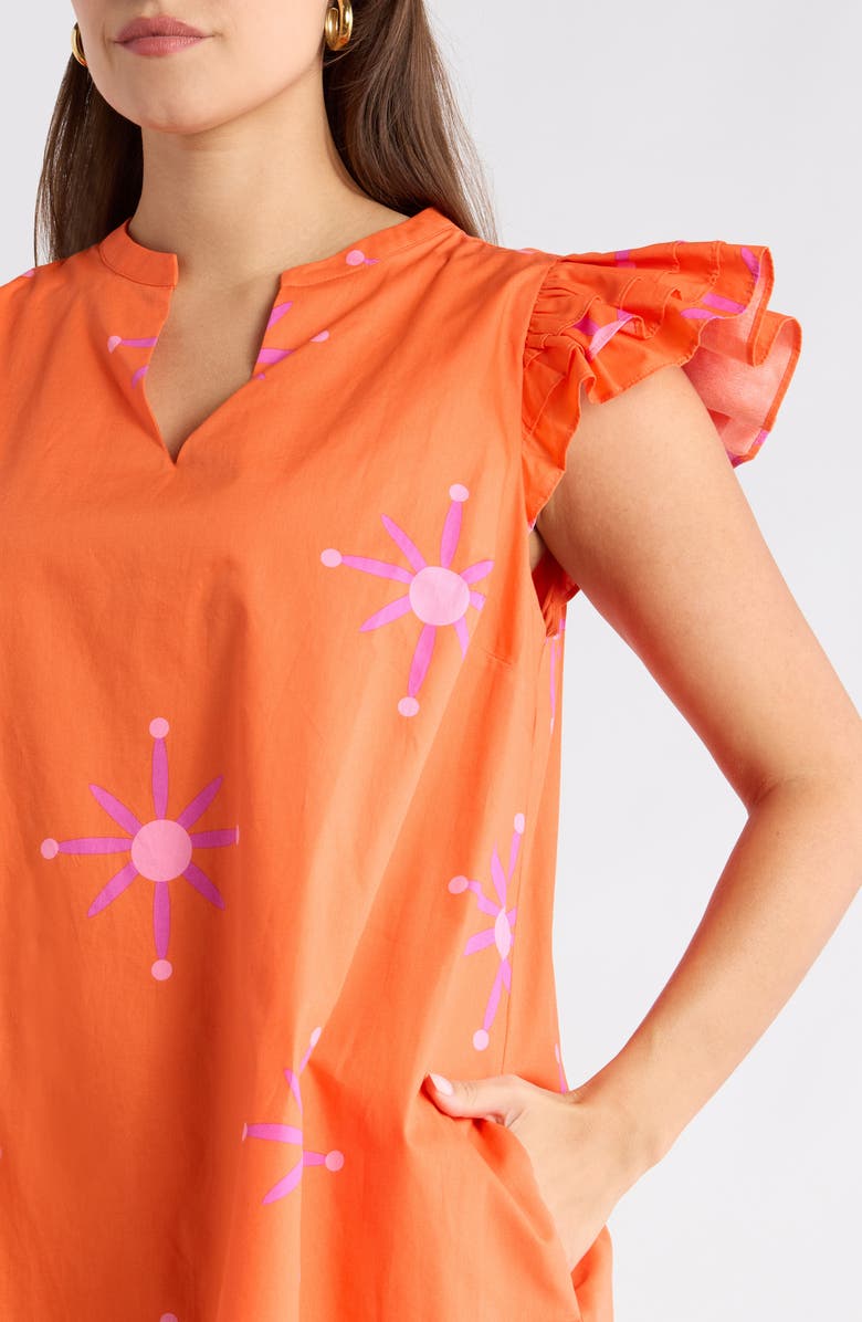 SUGARLIPS Karani Starburst Evalyn Ruffle Mini Dress, Alternate, color, Orange-Fuchsia