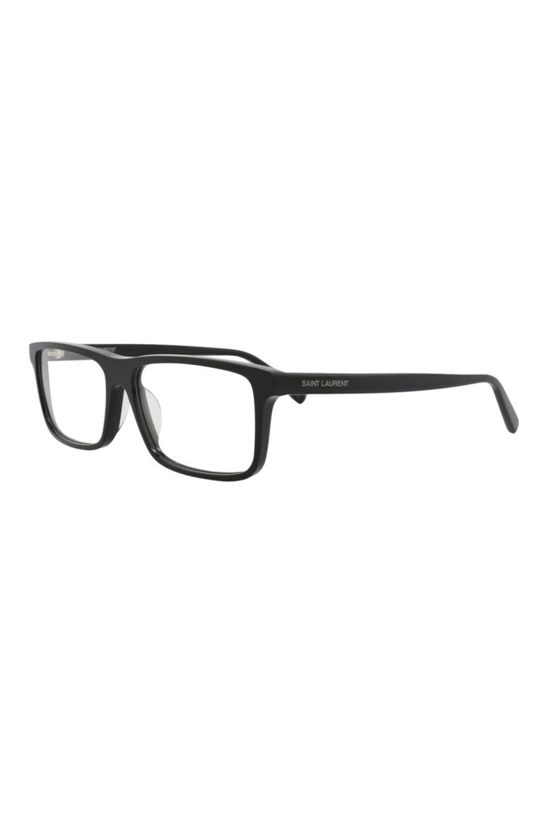 58mm Square Optical Glasses, Alternate, color, BLACK BLACK TRANSPARENT