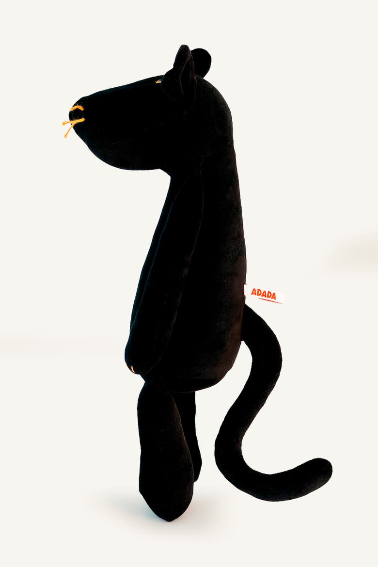 Indira, the black panther stuffed animal, Alternate, color, Black