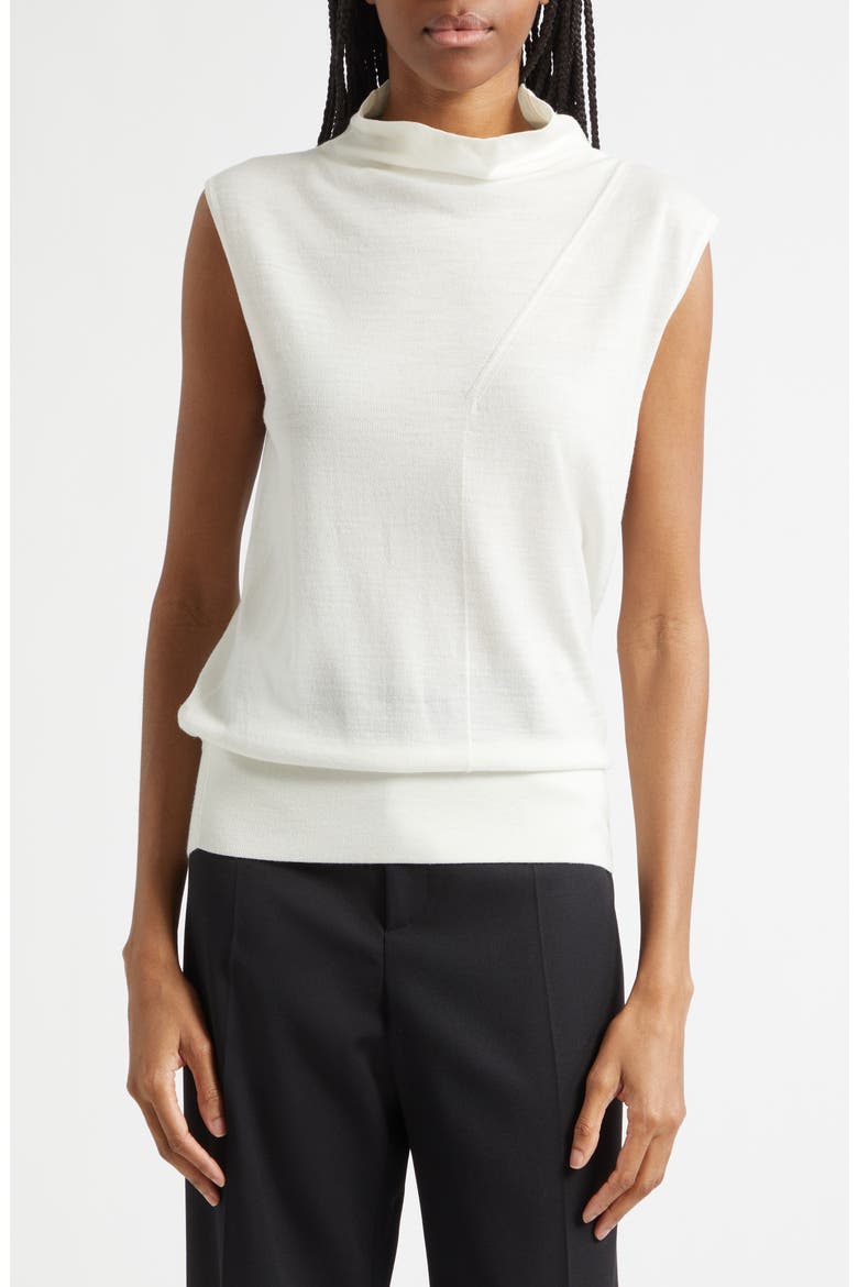 Honey Cowl Neck Sleeveless Wool Sweater, Alternate, color, CREAM