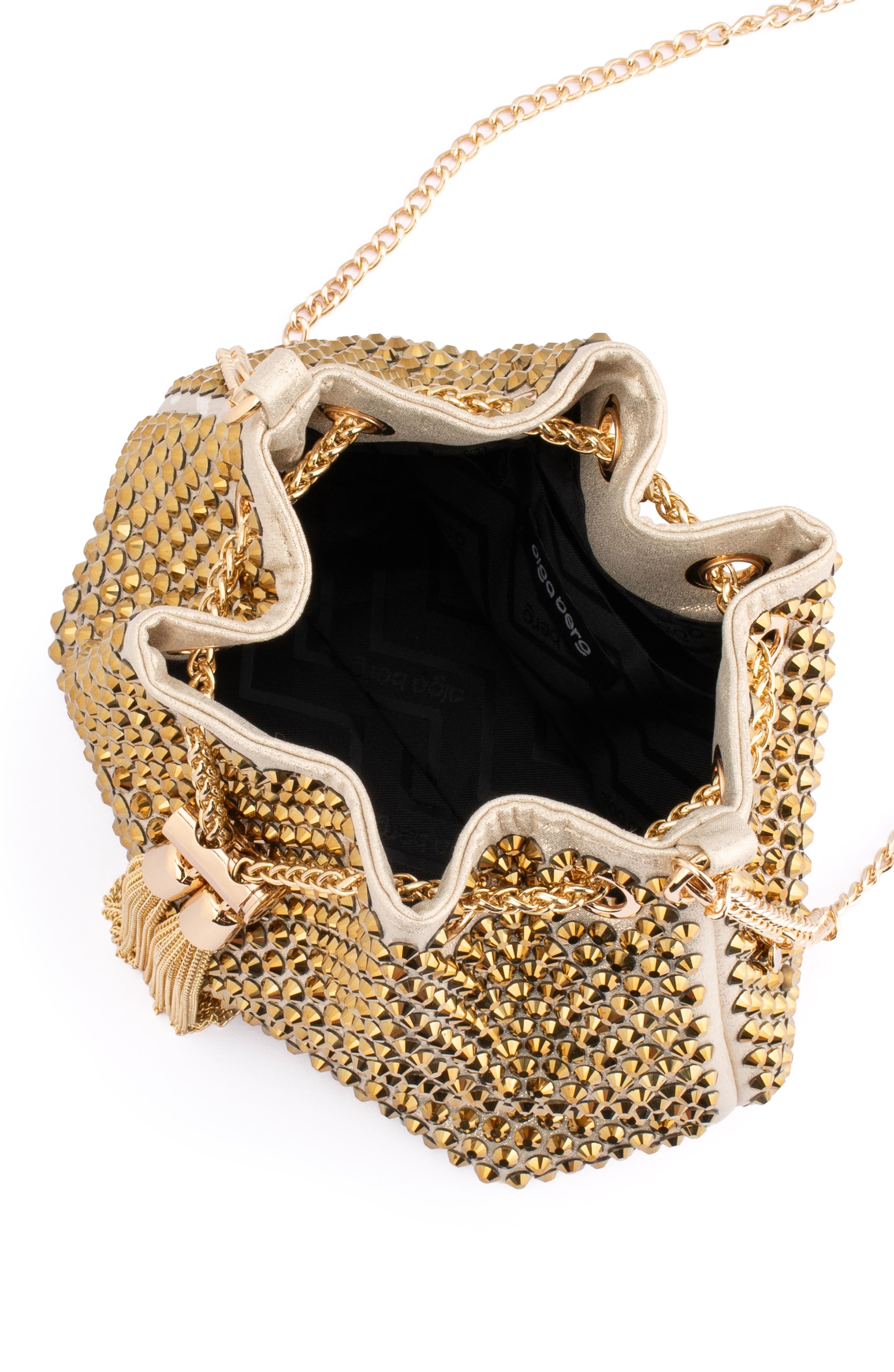 Olga Berg Santorini Studded Hotfix Drawstring Top Handle Bag, Alternate, color, 