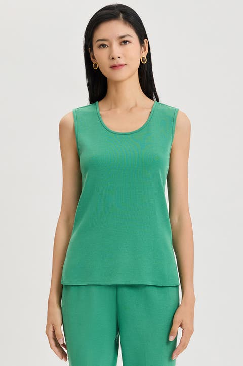 Mid Length Scoop Neck Knit Tank