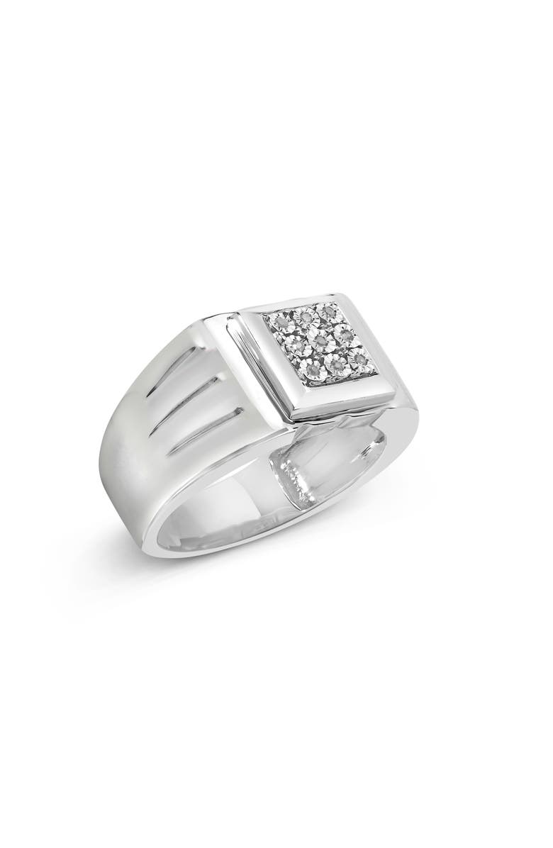 Haus of Brilliance Silver Diamond Accent Ridged Band Gentlemen's Fashion Ring, Alternate, color, Silver