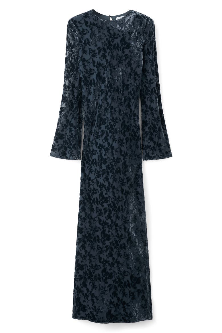 Devor Burnout Long Sleeve Maxi Dress, Alternate, color, NIGHT BLUE
