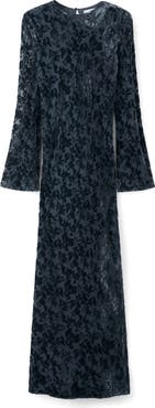 MANGO Devor Burnout Long Sleeve Maxi Dress