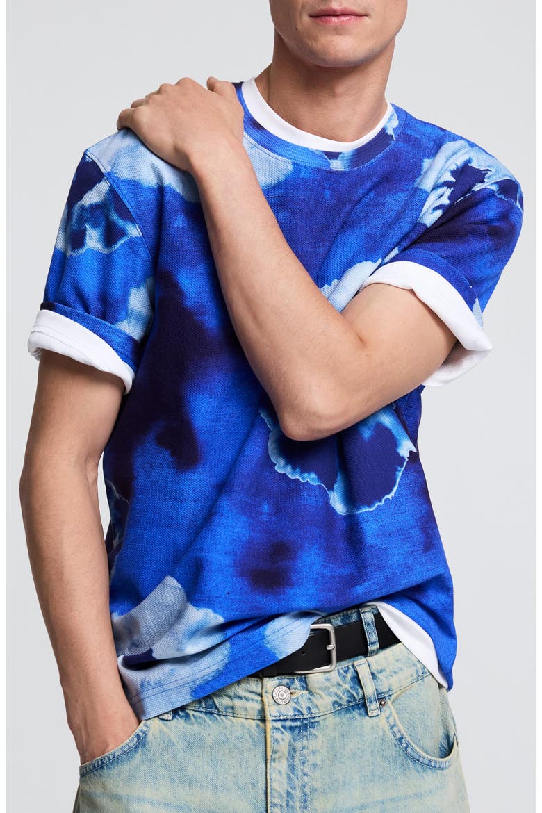 Tie-Dye Cotton Graphic T-Shirt, Main, color, BLUE