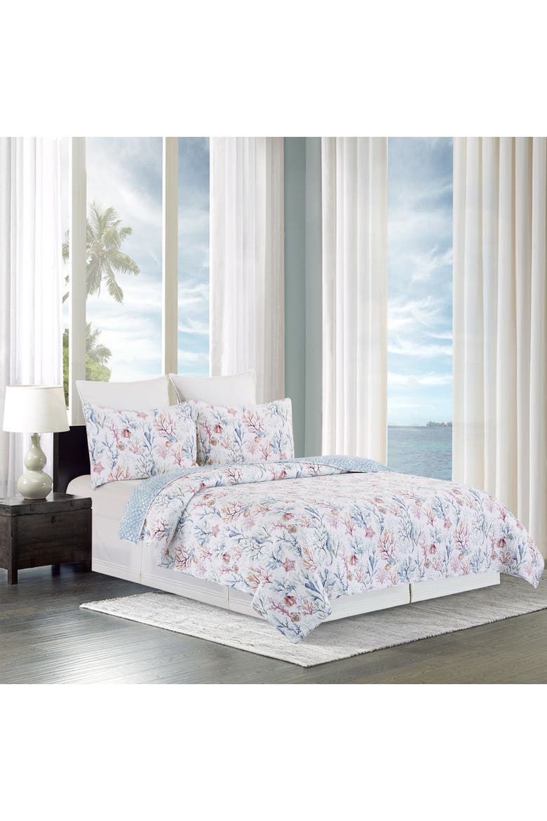 Nori Coral Quilt Set Bedding Collection, Alternate, color, Blue