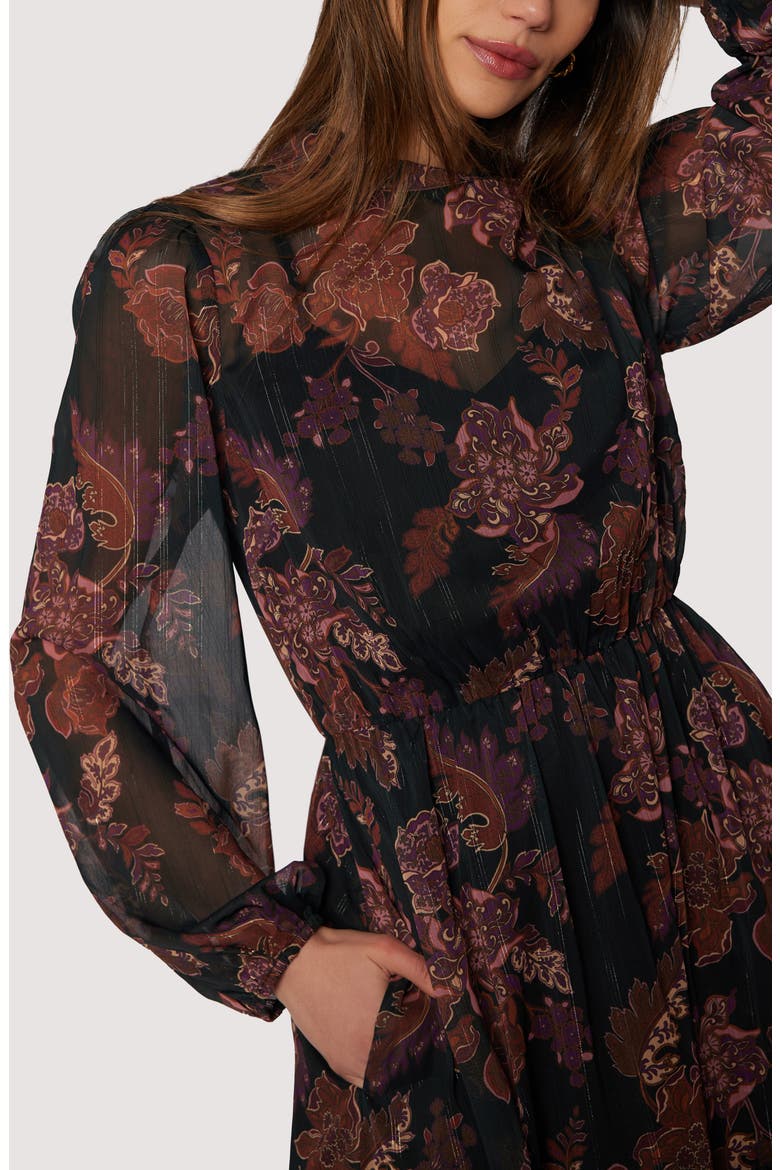 Whispers of Bohemia Long Sleeve Maxi Dress, Alternate, color, BLACK PLUM FLORAL