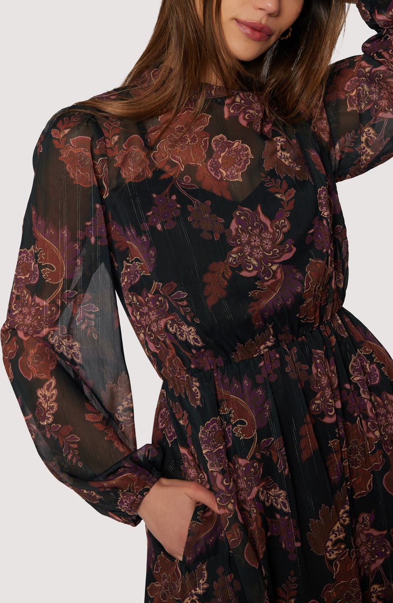 Lost + Wander Whispers of Bohemia Long Sleeve Maxi Dress, Alternate, color, Black Plum Floral