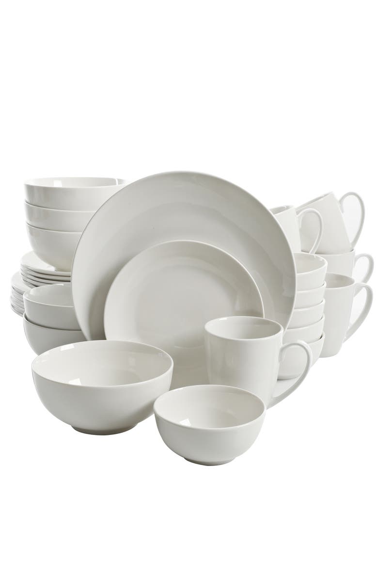 Gibson Home Ogalla 30 Piece Porcelain Dinnerware Set, Main, color, White
