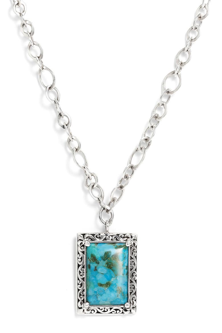 Turquoise Pendant Necklace, Main, color, STERLING SILVER/ TURQUOISE