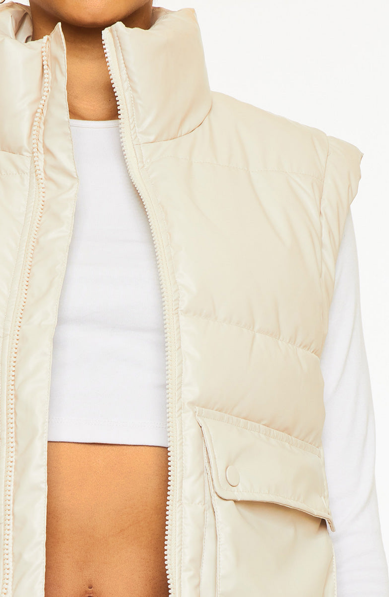 KanCan Frida Cropped Faux Leather Puffer Vest, Alternate, color, Cream