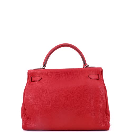 Pre-owned Hermes Hermes Kelly Handbag Red Togo With Palladium Hardware 32 In Red