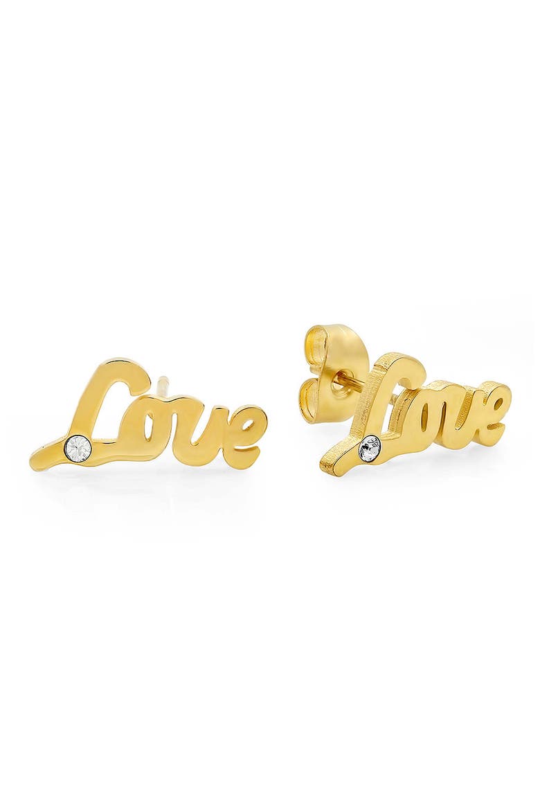 Love Swarovski Crystal Stud Earrings, Main, color, GOLD