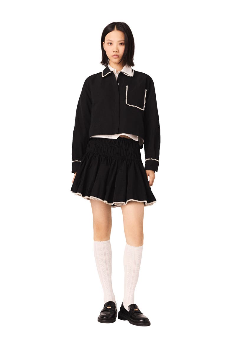 Beaded taffeta skirt, Alternate, color, Black