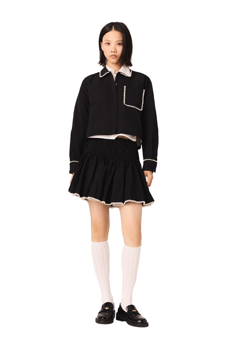 maje Beaded taffeta skirt, Alternate, color, Black