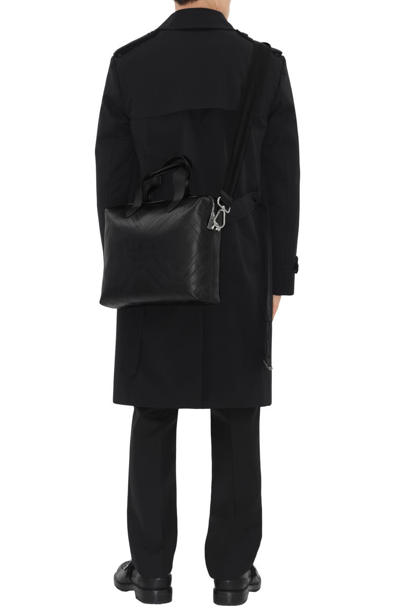 Burberry Embossed Check Briefcase, Alternate, color, Black