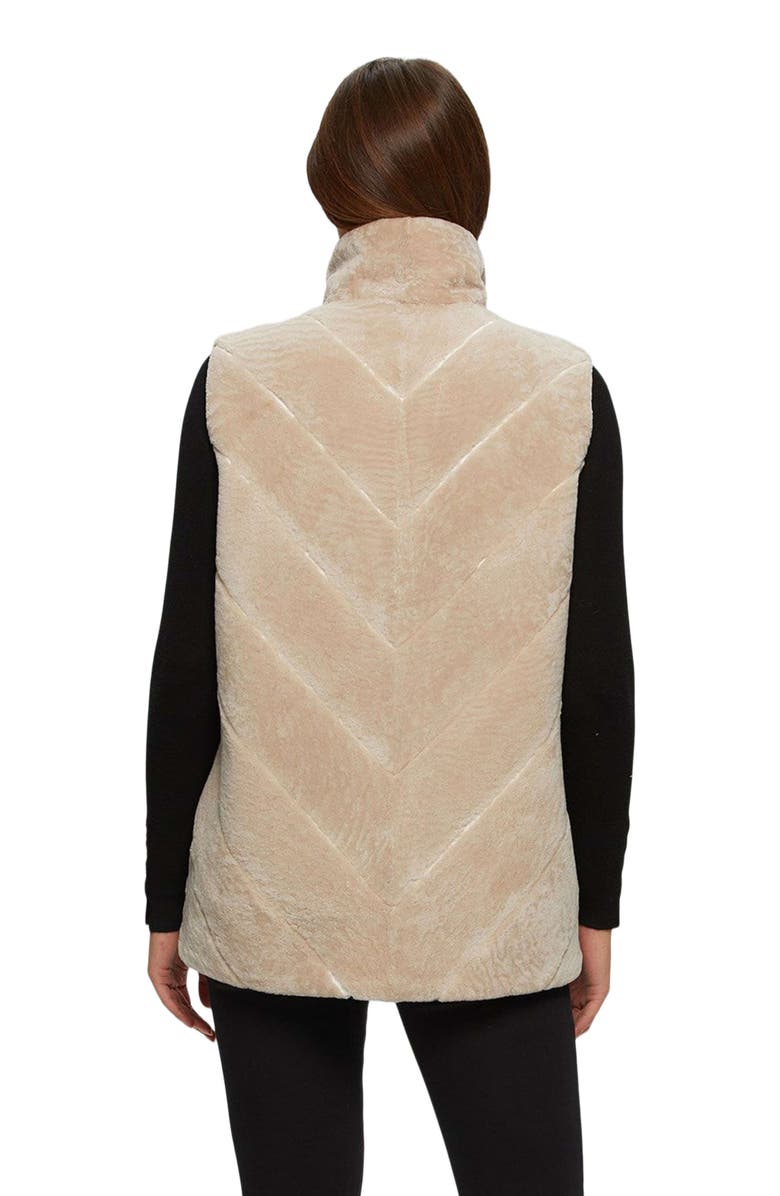 GORSKI Reversible Chevron Genuine Shearling Vest, Alternate, color, Beige/Dark Brown