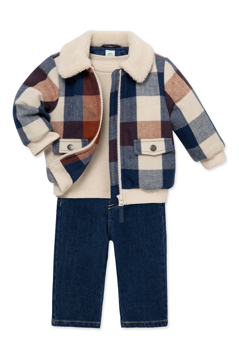 Plaid Jacket, T-Shirt & Jeans Set, Alternate, color, BLUE/ RED PLAID