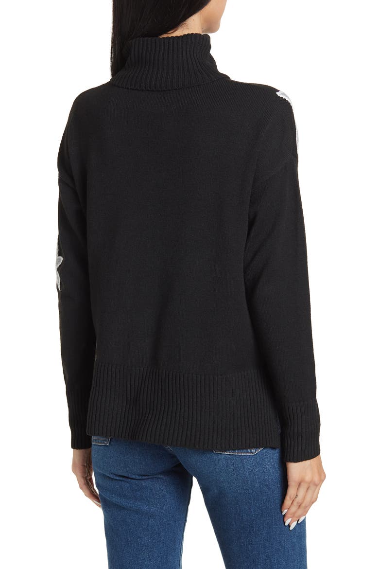 Outlined Star Oversized Turtleneck Sweater, Alternate, color, BLACK/ GREY/ WHITE