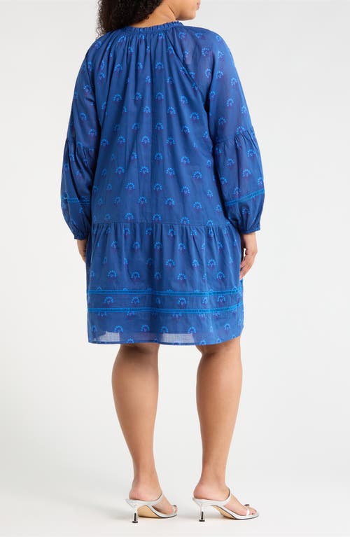 Sugarlips Briza Floral Print Long Sleeve Minidress In Blue