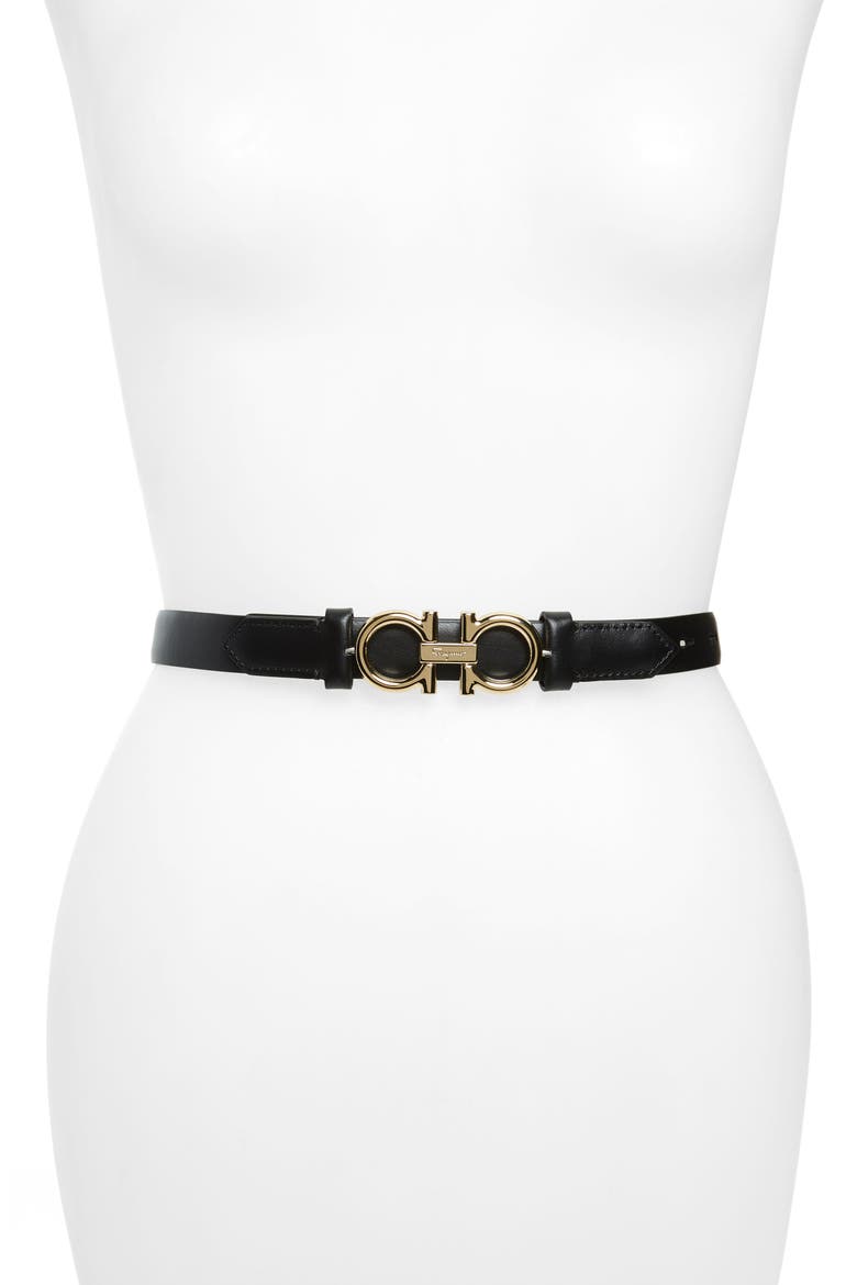 Rolo Reversible Double Gancio Leather Belt, Main, color, NERO