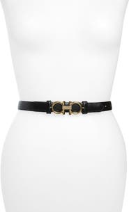 FERRAGAMO Rolo Reversible Double Gancio Leather Belt