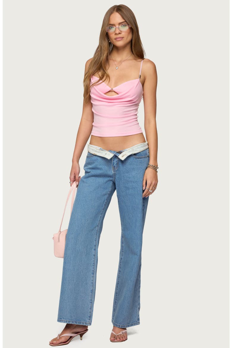 Cowl Neck Halter Crop Top, Alternate, color, PINK