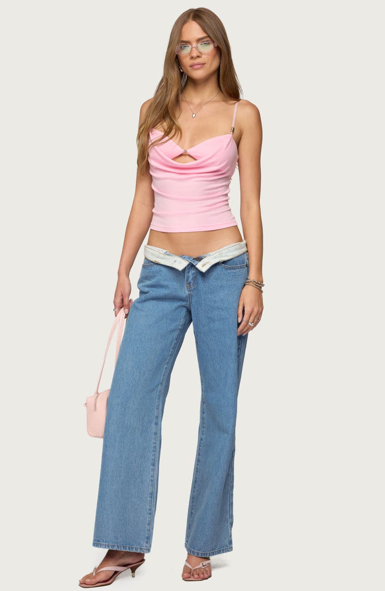 EDIKTED Cowl Neck Halter Crop Top, Alternate, color, Pink