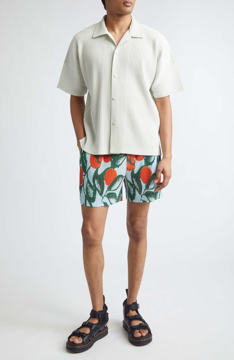 Homme Plissé Issey Miyake Monthly Colors May Pleated Camp Shirt, Alternate, color, Pf Fence Green