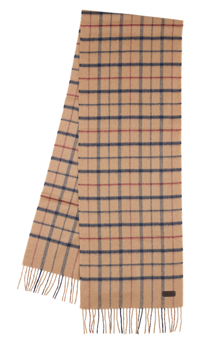 Brooks Brothers Camel Hair Plaid Scarf, Alternate, color, Camel