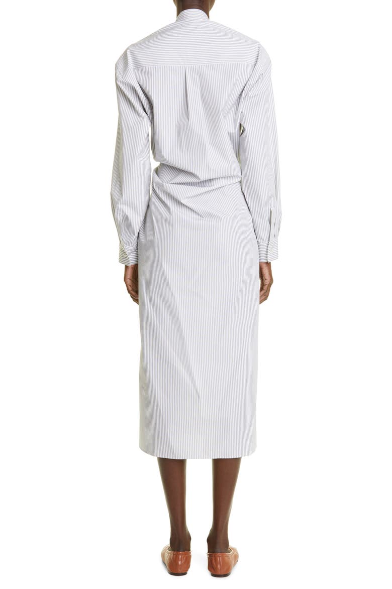 Tilted Stripe Long Sleeve Cotton Shirtdress, Alternate, color, WHITE/ BLACK 100