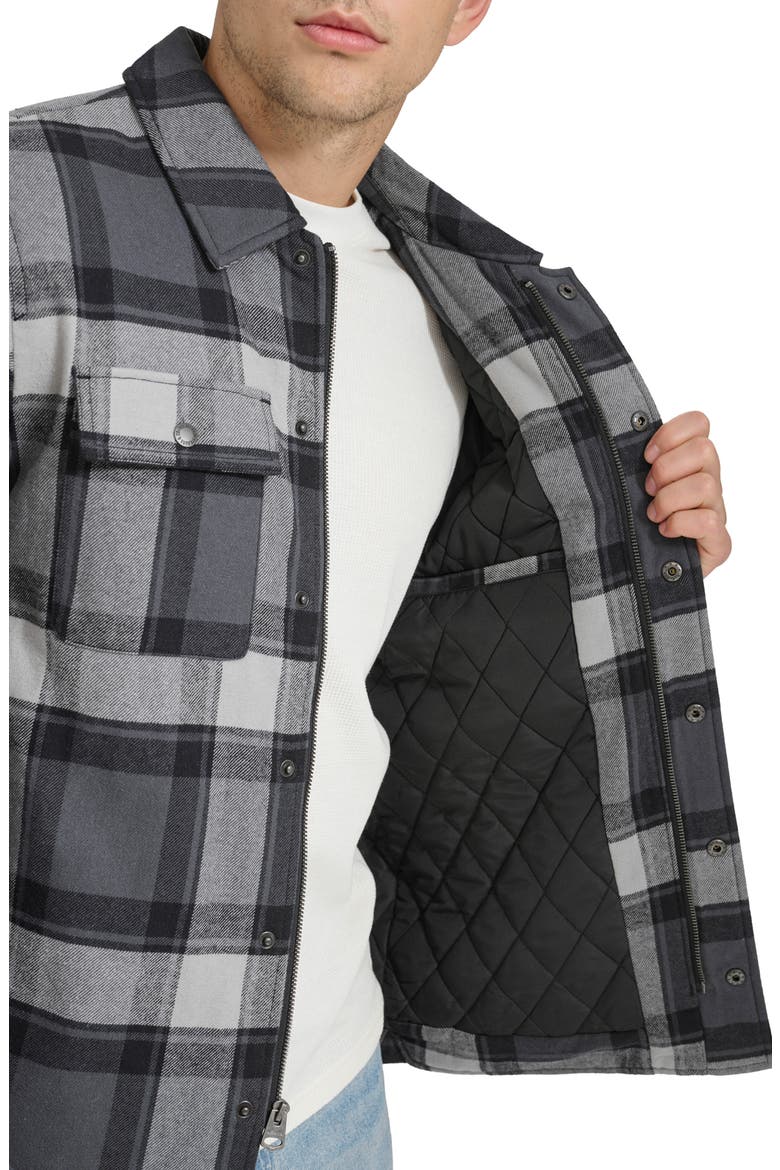 Quilt Lined Cotton Shacket, Alternate, color, GREY/ BLACK/ WHITE MULTI