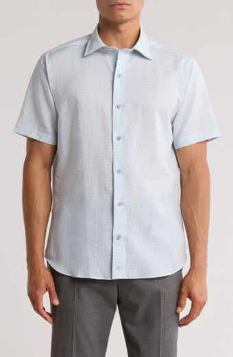 David Donahue Short Sleeve Linen & Cotton Sport Shirt