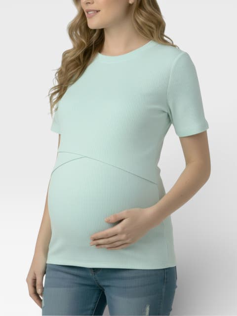 Crew Neck Cross Over Nursing Short Sleeve Top